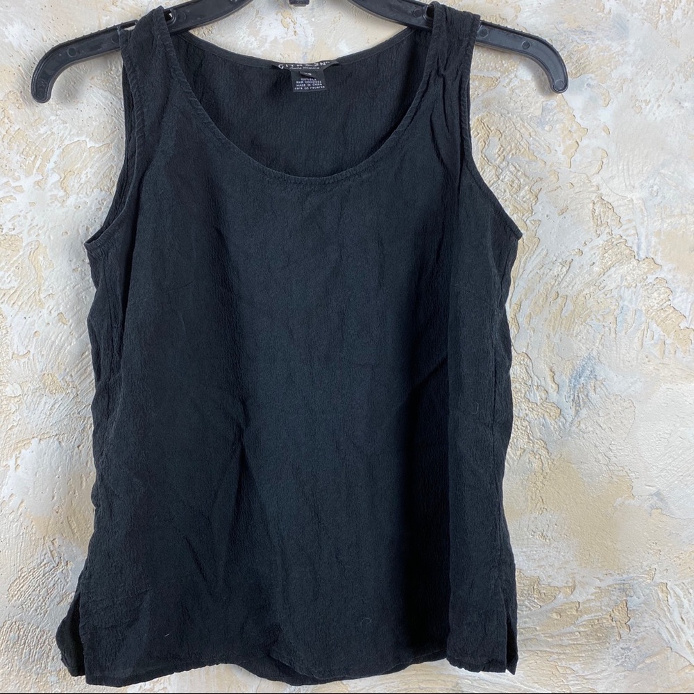 Citron Santa Monica Solid Black Silk Tank Top‎